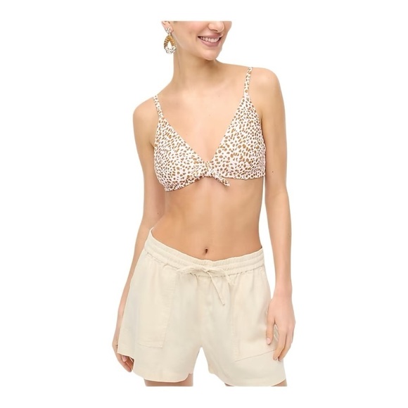 NWT! J. Crew Animal Printed Bow Bikini Top in White Pale Clay. Size 3X. - Picture 3 of 9
